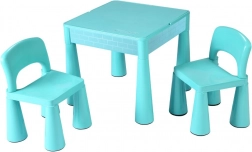 Kinder set tafel en 2 stoelen NEW BABY mint met LEGO/DUPO blad