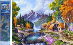 Diamantschilderen Hut aan een bergrivier 30 × 40 cm