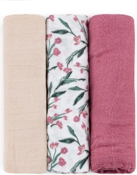 Bamboe mousselinen doeken Petite&Mars Moussy pink meadow 68 × 68 cm (3 stuks)