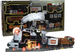 Grote elektrische spoorweg met wagons en effecten