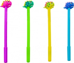 Dinosaurus balpen met stop, zwarte vulling, mix paars groen 0,5 mm