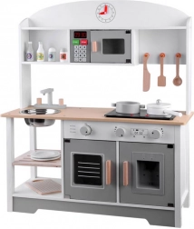 Houten interactieve keuken voor kinderen wit-grijs met accessoires