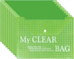 Transparante A4-documentenmap met drukknop, groen (20 stuks)