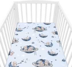 Katoenen hoeslaken voor ledikant NEW BABY Teddy Bear in Space 120 × 60 cm
