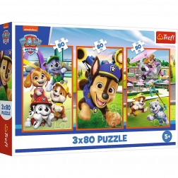 Puzzel 3x80 Hondenploeg Paw Patrol
