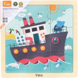 Houten puzzel boot 9 stukjes Viga