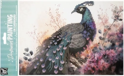 Diamond painting op paneel – pauw 29 × 21 cm