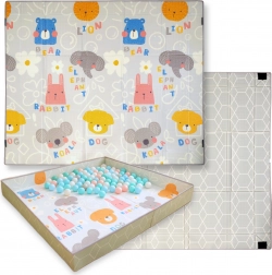 Dubbelzijdige opvouwbare foam speelmat 2-in-1 HUMBI 200 × 180 cm met randen met klittenband