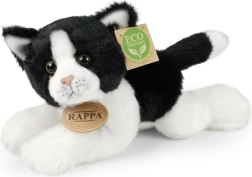 Pluche kat wit‑zwart liggend 16 cm RAPPA eco friendly