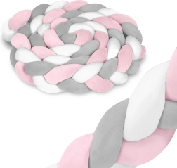 Ricokids gevlochten bedomrander roze-grijs, 3 m
