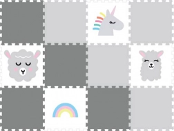 Schuimpuzzel-speelmat voor de kinderkamer Grijze Eenhoorn, 12 delen
