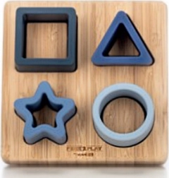 Insteekpuzzel van hout en siliconen, blauw