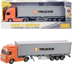 Vrachtwagen met container met licht en geluid
