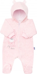 Baby suèdestof onesie met capuchon NEW BABY Sweetheart, roze, 62