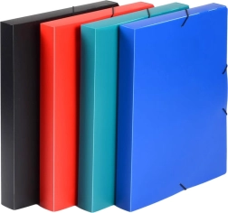 Archiefdoos A4 met elastiek, rood (PP)