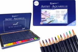Set van 36 Aquarelkleurpotloden in een Metalen Etui