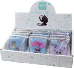 Zakspiegel met uilenmotief met bewegende glitters