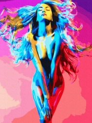 Diamant schilderen – vrouw badend in kleuren 30 × 40 cm