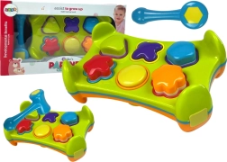 Dubbelzijdige educatieve sorteerder met hamertje en vormen