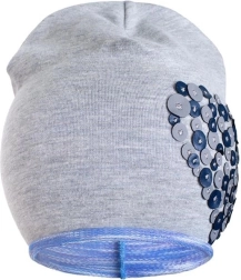 Voorjaarsmuts New Baby hartje grijs‑paars