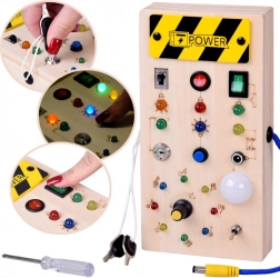 Houten Montessori activiteitenbord met LED-lichten