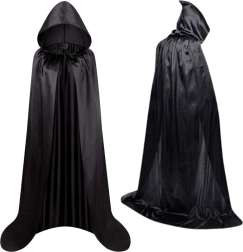 Zwarte carnavalsmantel met capuchon 180 cm