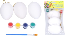 Eieren om te beschilderen 5 × 8 cm, set van 3 stuks met verf en penseel