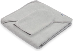 Kinderbadcape van badstof met capuchon New Baby Basic 80 × 80 cm grijs