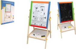 Dubbelzijdig magnetisch kinderbord van hout, zwart-wit 35 × 43 cm met accessoires