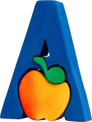 Fauna alfabet letter A – appel houten inlegpuzzel