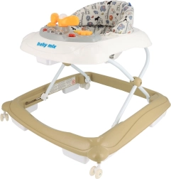 Babyloopwagen met multimediapaneel BABY MIX, siliconen wieltjes, cappuccino