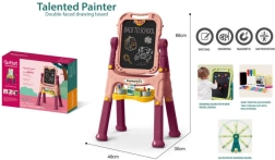 Kunstbord voor kinderen 48 stuks – roze, dubbelzijdig krijt- en magnetisch