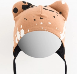 Babymuts van katoen met oortjes NEW BABY Paw mosterdgeel