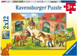 Ravensburger puzzel vakantie op de boerderij met paarden 2×12 stukjes