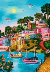 Puzzle TREFL Premium Plus kunst van kleur: Syros, Griekenland, 1000 stukjes