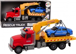 Rode sleepwagen met kraan en lichteffecten