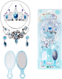 Set accessoires voor de ijsprinses – diadeem, ketting, oorbellen en borstel