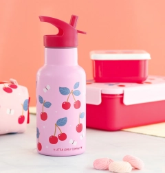 Roestvrijstalen drinkfles met kersenmotief 350 ml