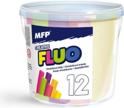 Neon stoepkrijt, rond, 12 stuks, mix kleuren, emmer