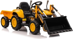 Elektrische kindertrekker met voorlader geel