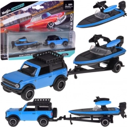 Maisto metalen model 1:64 – FORD Bronco 2021 met aanhanger en motorboot