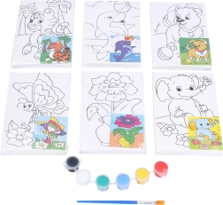 Schildersdoek met voorbeeld 10 × 15 cm met verf en penseel