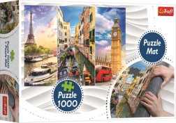 TREFL puzzel collage steden parijs–venetië–londen 1000 stukjes + rolbare onderlegger
