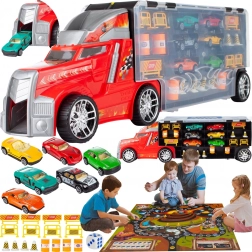 Vrachtwagen met autootjes, 23-delige set