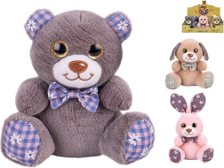 Pluchen diertje 15 cm met strik – voor baby’s