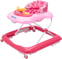 Baby Mix loopstoeltje met stuur en siliconen wieltjes – roze