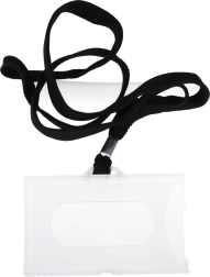 Naamplaatje voor om de nek met koord van 45 cm – zwart of donkerblauw