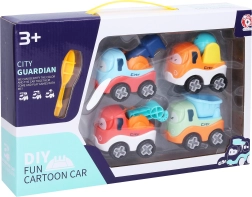 Bouwbare schroefauto’s, set van 4 stuks, 7 cm