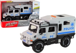 Rijdend terreinvoertuig van de stadsdienst met openslaande deuren, geluid en licht