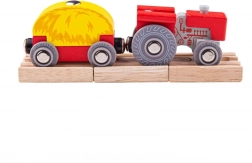 Bigjigs Rail rode tractor met aanhanger